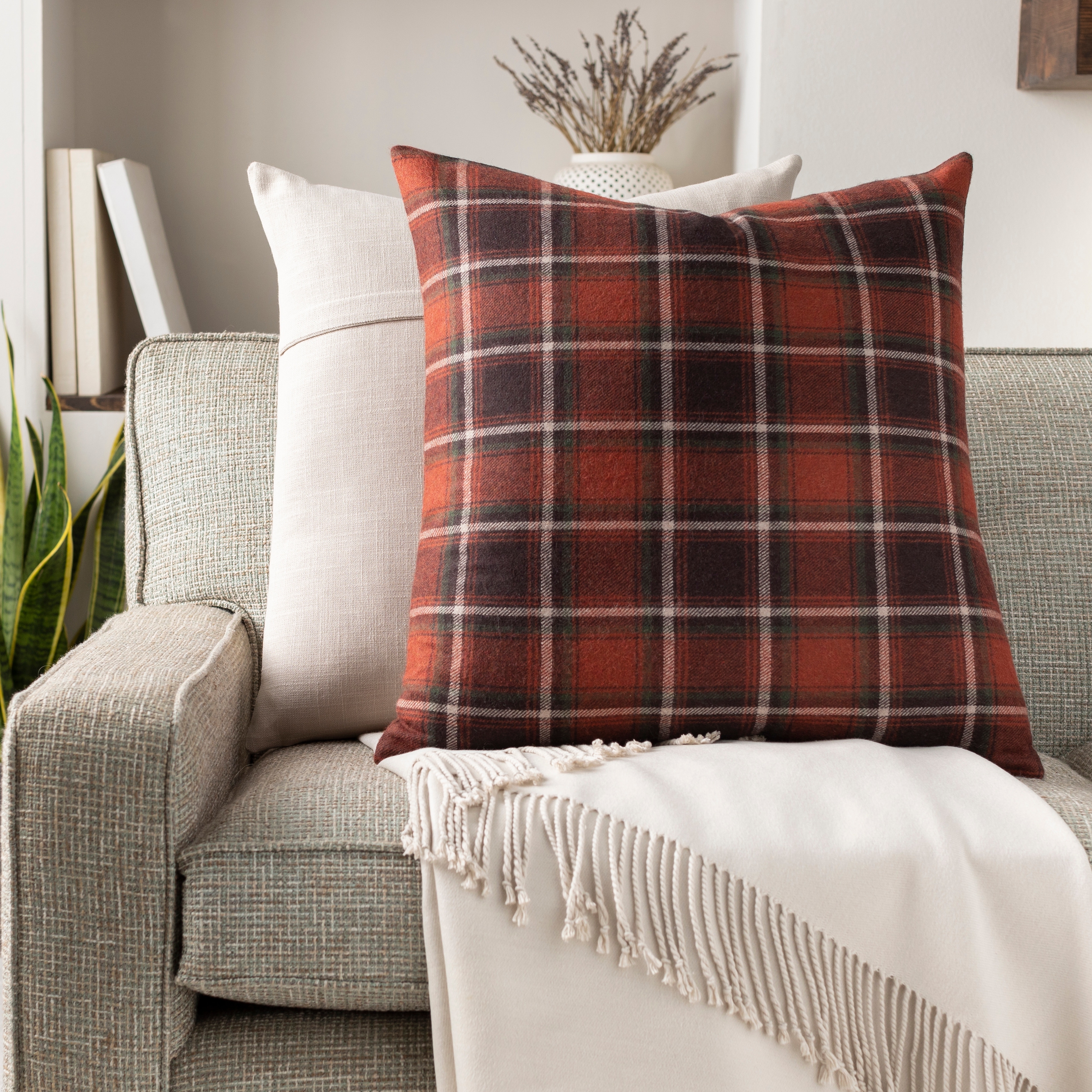 Artistic Weavers Brenna Holiday Plaid Wool Blend Throw Pillow