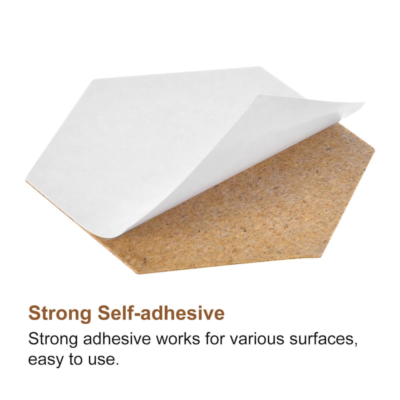 100Pcs Self-Adhesive Cork Hexagon, 4 inch Cork Backing Sheets Cork Coasters - Brown