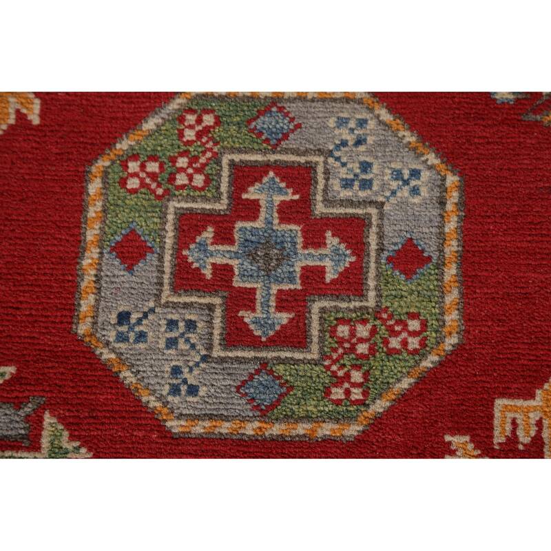 Geometric Kazak Oriental Hallway Runner Rug Hand-knotted Wool Carpet - 2'9" x 9'7"