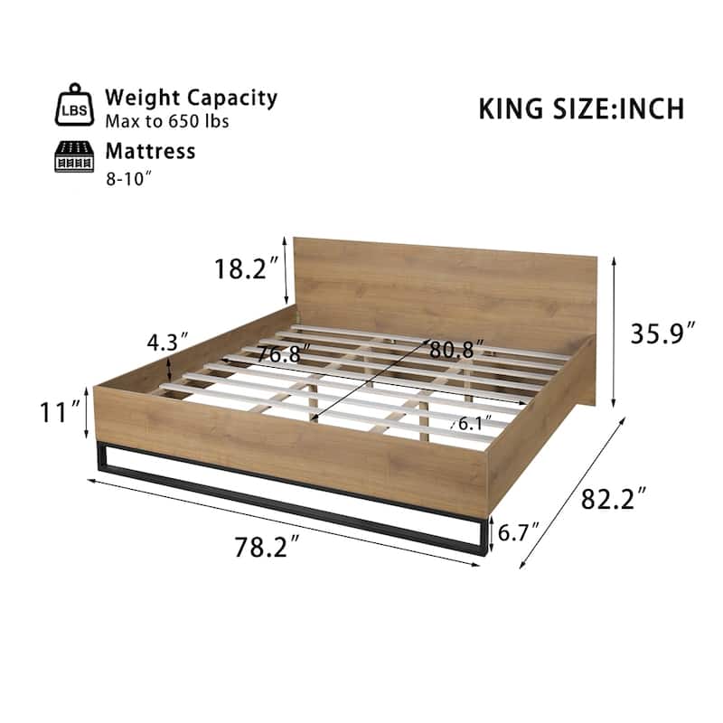 Wood Bed Frame Platform Bed for Bedroom