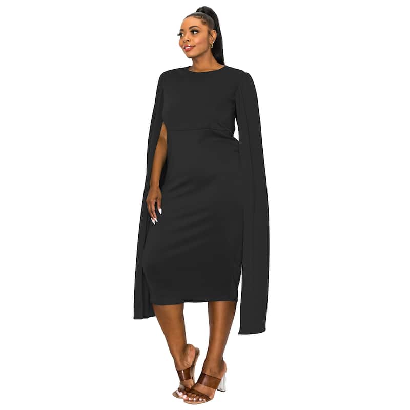 L I V D Women's Plus Size Naomi Cape Dress - Black - 1X