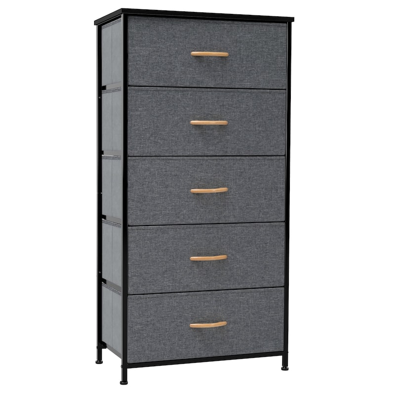 5 Drawers Vertical Dresser Storage Tower Organizer Unit for Bedroom - Grey - 5-drawer