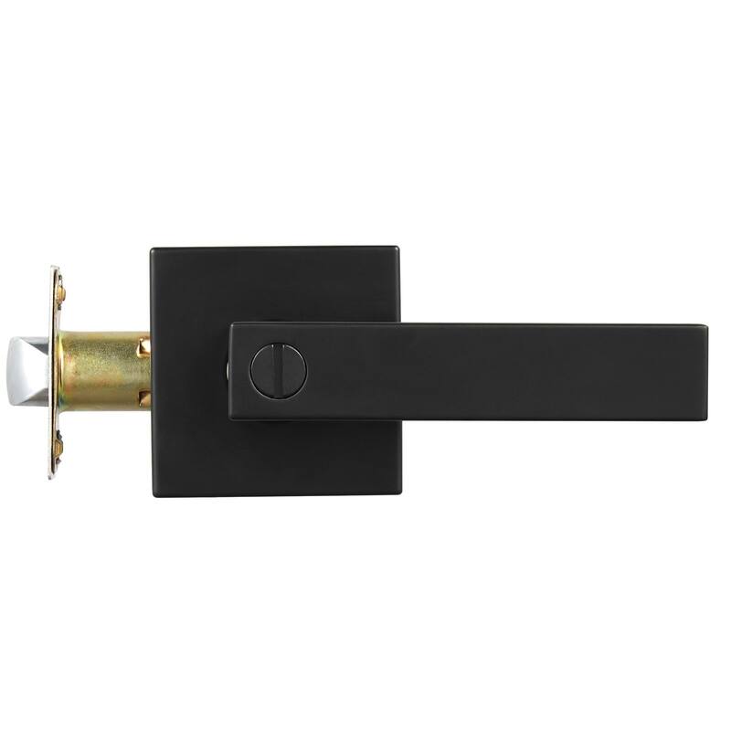 Matte Black Privacy Door Handle Lever with Reversible Zinc Alloy Design for Bedroom and Bathroom Fits - 4.65" x 0.91" x 2.16"