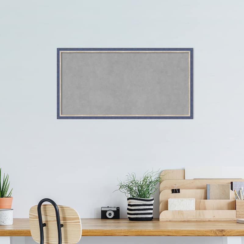 Amanti Art Theo Blue Narrow Framed Magnetic Board