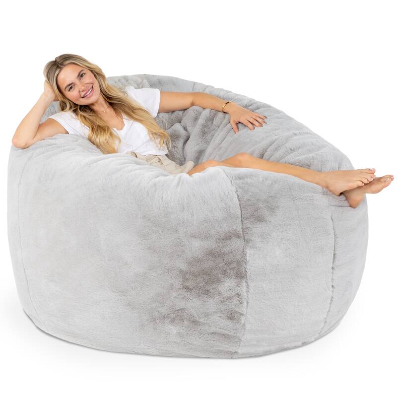 Jaxx 6 Foot Bean Bag Chair for Adults - Premium Synthetic Faux Fur