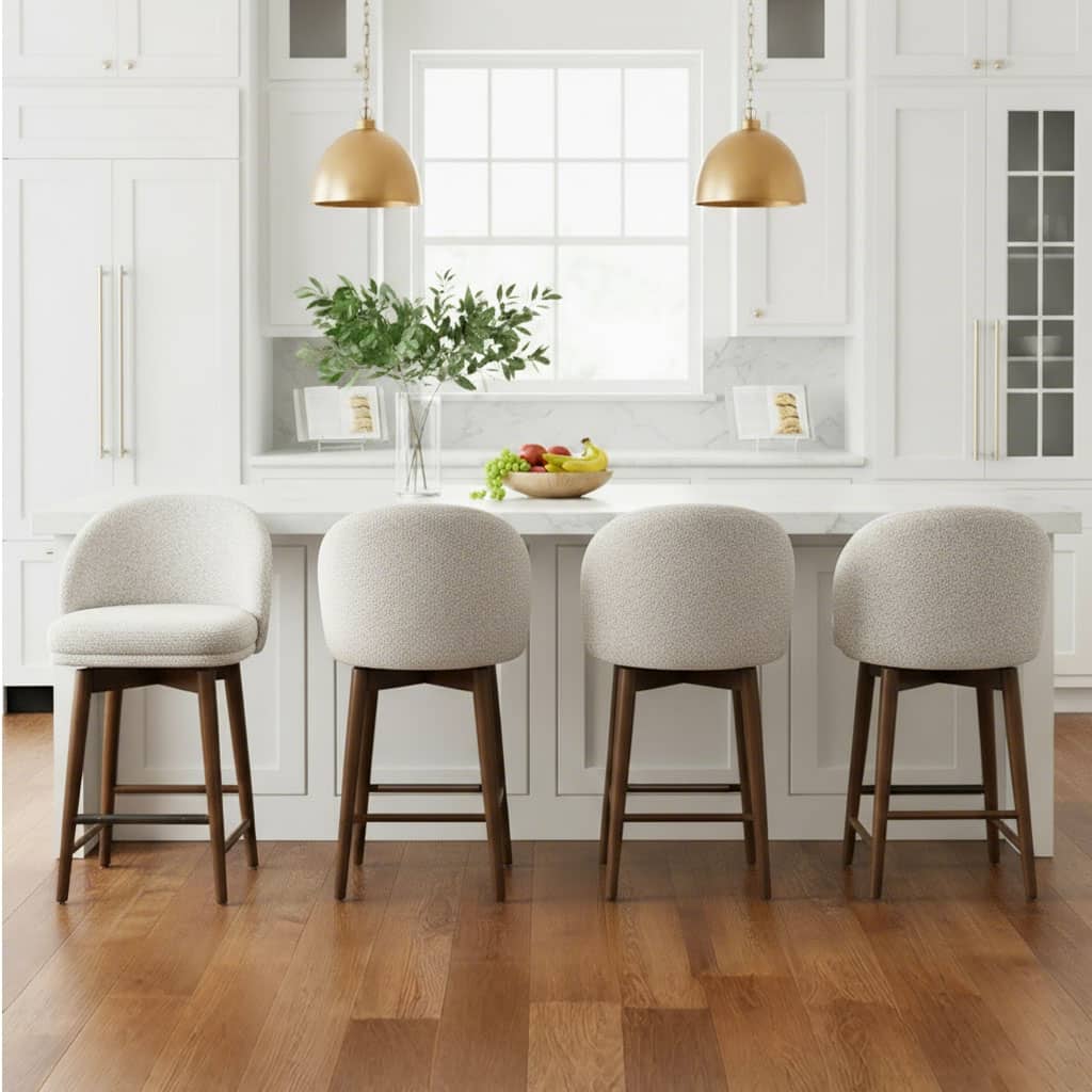 25.5" Swivel Solid Wood Leg Upholstered Counter Stool(Set of 4)