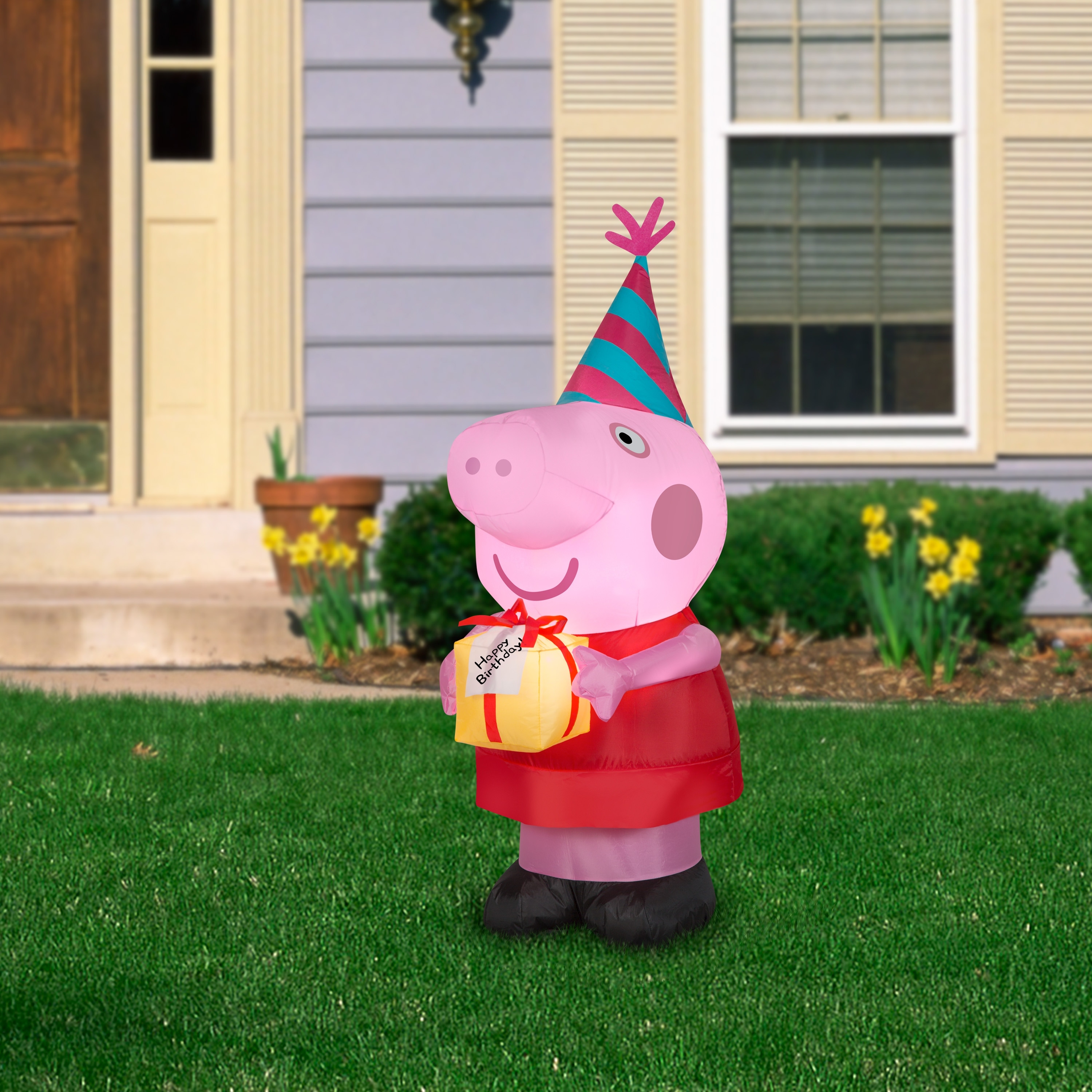 Gemmy Airblown Inflatable Birthday Party Peppa Pig, 3.5 ft Tall, pink - 42.13x23.62x17.72