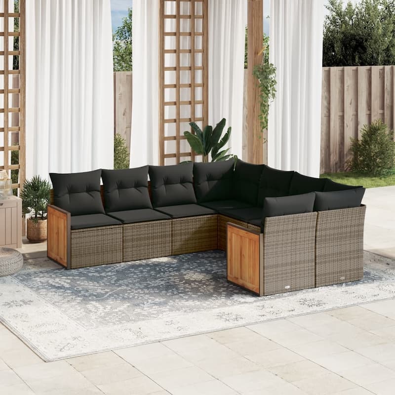vidaXL Garden Sofa Set Black - 24.4 x 24.4 x 27.2