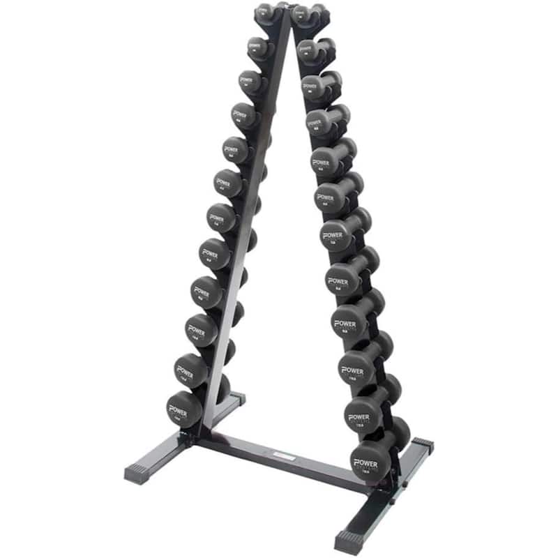 Power Systems Vertical Dumbbell Rack, Holds 24 Neoprene/Vinyl Weights, Steel Weight Tree Rack, Black - Medium