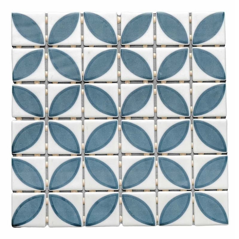 Eterna Lily 2x2 Matte & Shiny Glass Floral Mosaic Tile - Floor, Wall, Backsplash