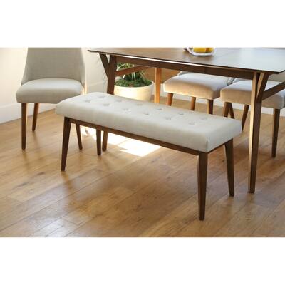 Abbyson Retro Upholstered Tufted Mid Century Rectangle Bench