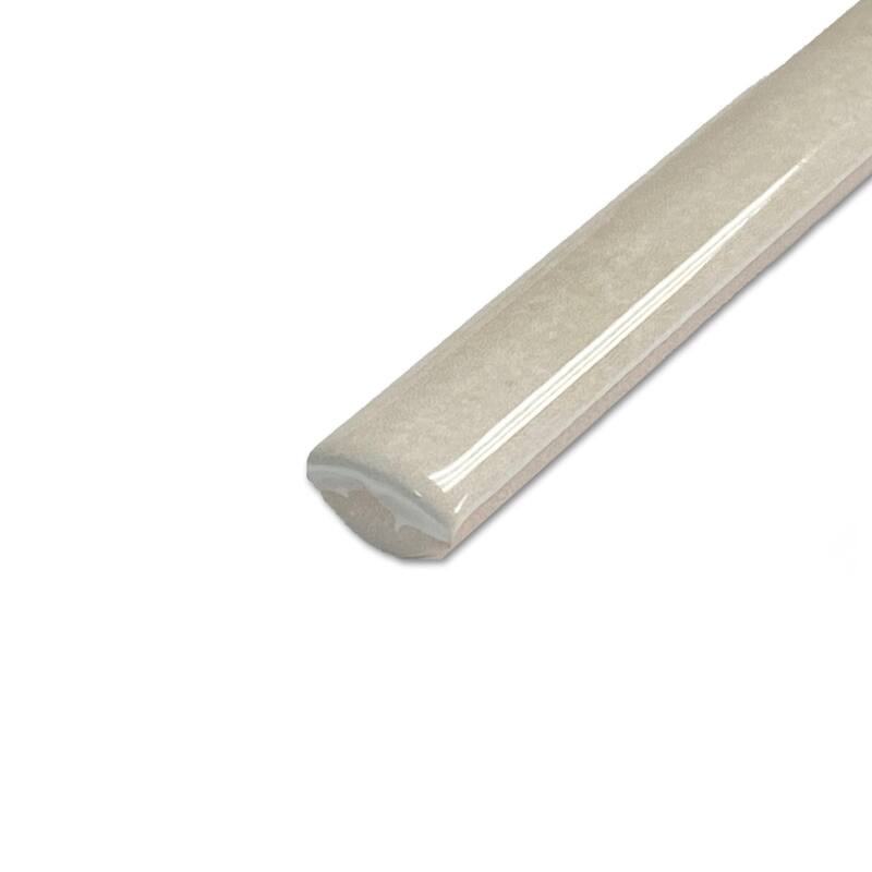 Merola Tile Coco Demi-Bullnose Glossy Canvas Beige 1/2" x 7-7/8" Ceramic Wall Trim - (1 Tile)