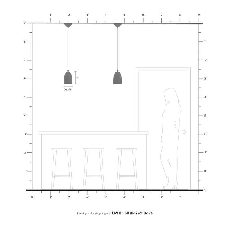 Livex Lighting 1 Light Scandinavian Gray Mini Pendant, 49107-76 - 5.5" Dia x 12" - 80" Adj. H