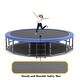 preview thumbnail 12 of 11, 16 ft. Blue Round Outdoor Trampoline with Basketball Hoop and Enclosure Net