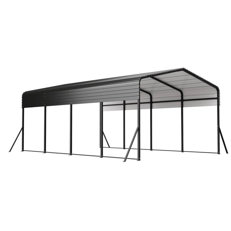 GDFStudio - Penman Heavy-duty Galvanized Steel Hardtop Carport with Upgraded Triangle Reinforced Frame for Outdoor Storage