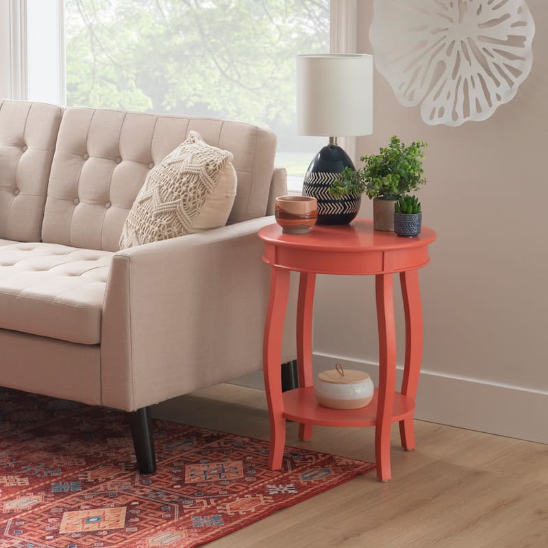 Penelope Round Table with Shelf - Coral