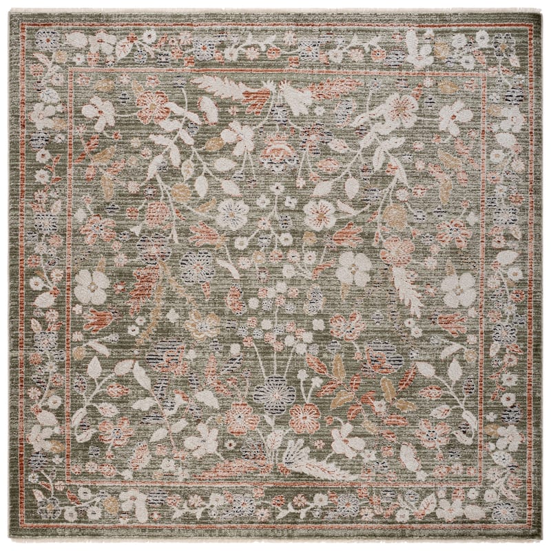 SAFAVIEH Grove Birgith Traditional Rug - 6'7" Square - Green/Ivory