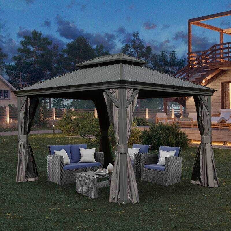 Domi Hardtop Gazebo with Galvanized Steel Double Roof and Aluminum Frame