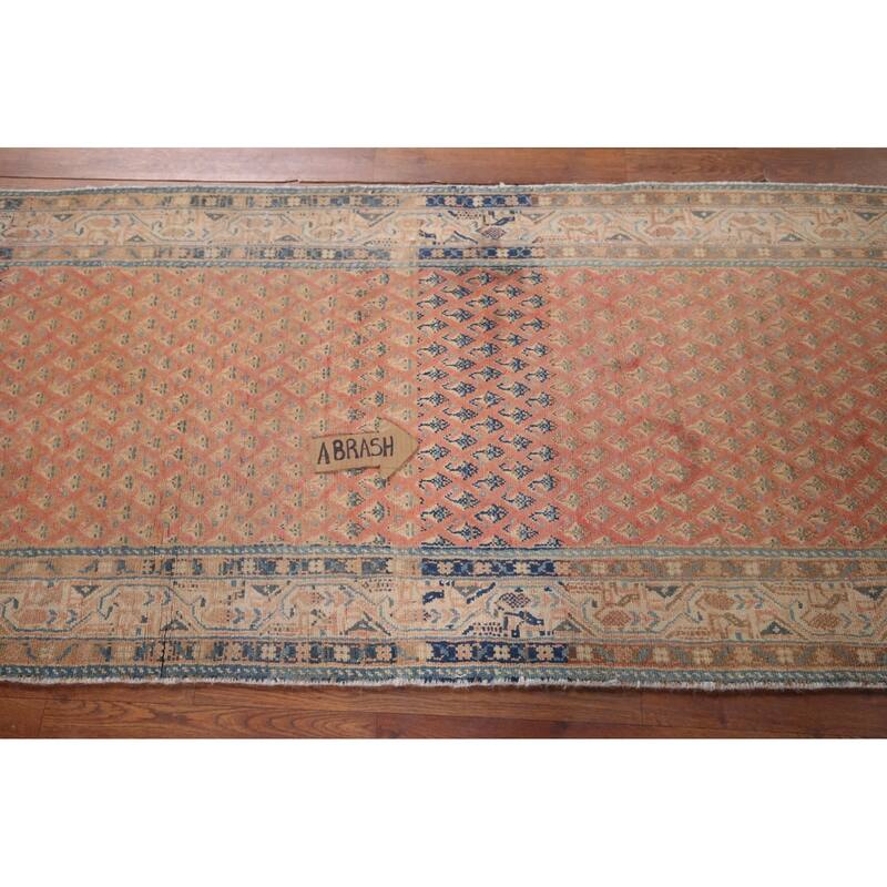 Distressed Botemir Persian Vintage Runner Rug Hand-Knotted Wool Carpet - 2'9" x 9'9"