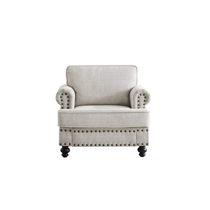 Modern Upholstered Sofas 1 Seater Couches With Nails And Armrests