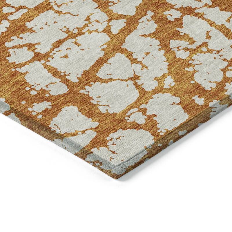 Machine Washable Indoor/ Outdoor Abstract Contemporary Chantille Rug