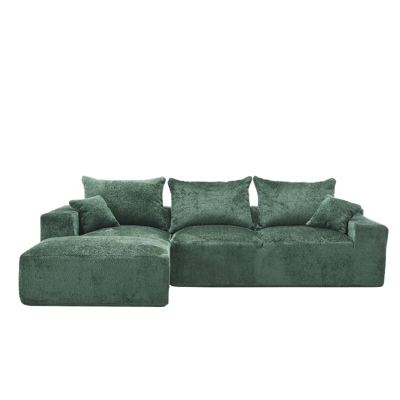 Floor Standing Chaise Lounge Couch L-shape Sectional Sofa with Ottoman