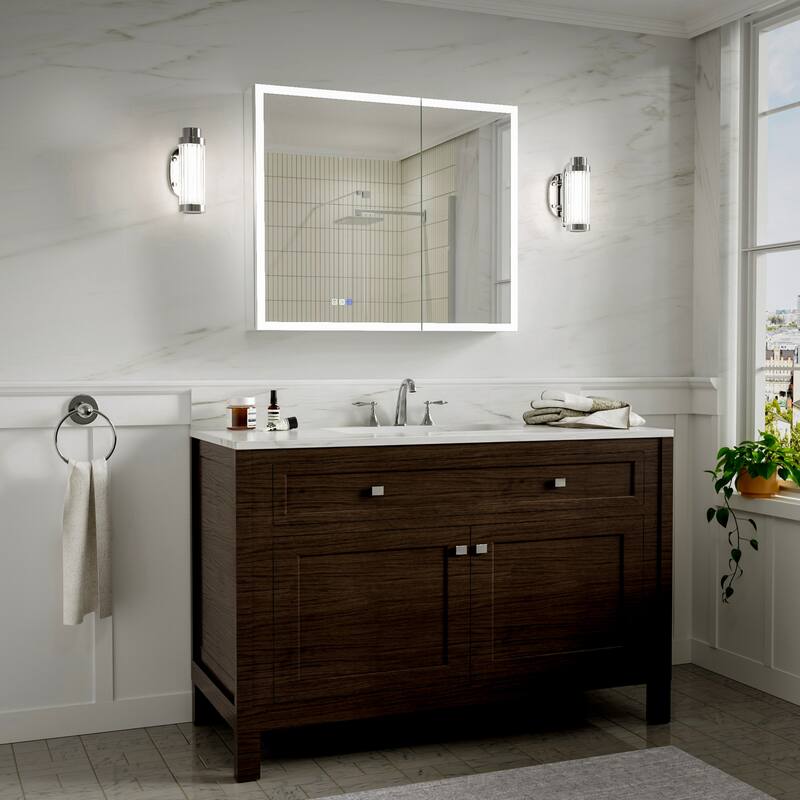 Modland 36"-48"W x 30"H LED Bathroom Medicine Cabinet Dimmable Anti-Fog,Recessed or Surface Mount