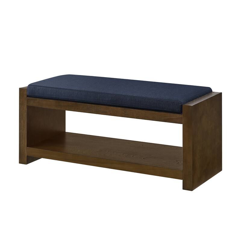 40" Accent Bench with Lower Shelf Shoe Rack, Padded Seating Bench for Living Room, Modern Compact Bed End Bench with Storage