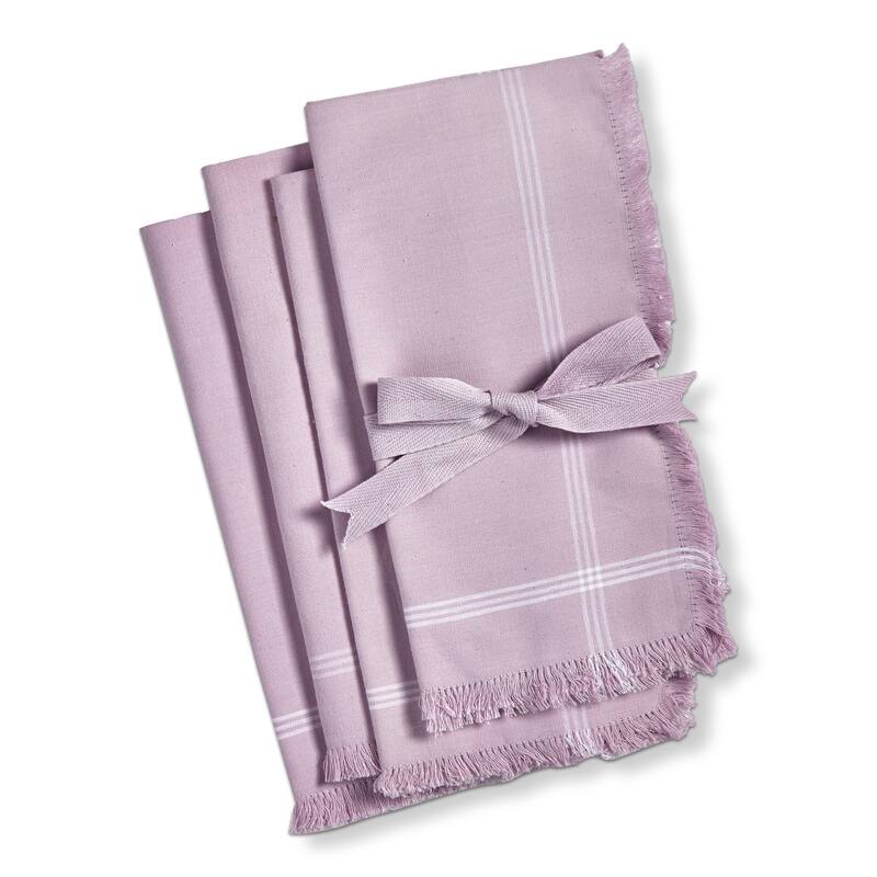 Solid Lilac with White Border Stripe Cotton Machine Washable Napkin Set of 4 Lilac - 20 x 20