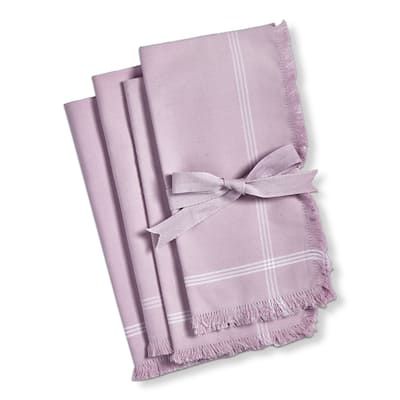 Solid Lilac with White Border Stripe Cotton Machine Washable Napkin Set of 4 Lilac - 20 x 20