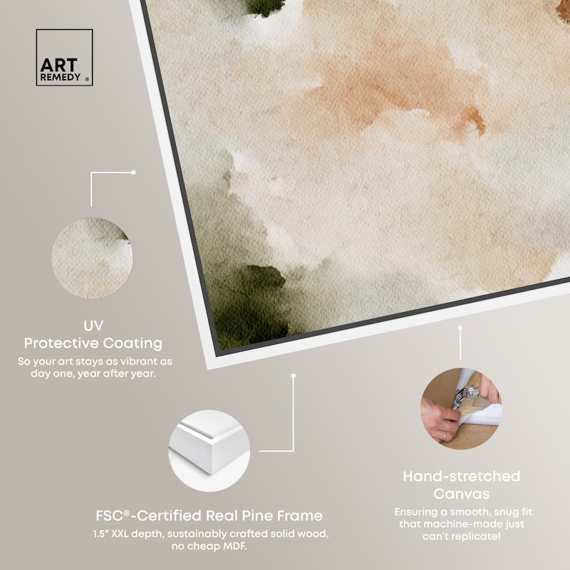 Art Remedy Cotton Balls And Cinnamon Framed Watercolor Boho Abstracts