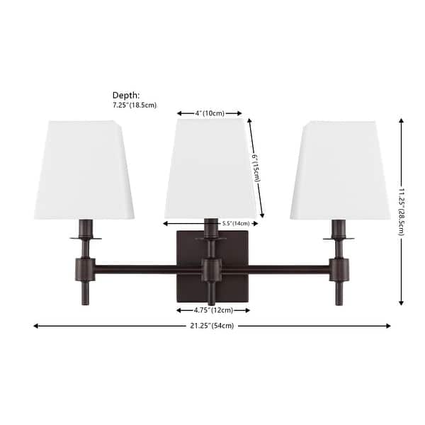 dimension image slide 0 of 3, SAFAVIEH Home Lighting Collection Clelia 21" Modern & Contemporary Wall Sconce (3-bulb)