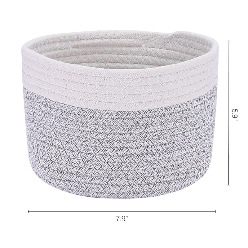 Woven Storage Basket Bin with Handle for Clothes, Blankets, Shoes, Shelf Closet Organizer Bin for Living Room Home Decor
