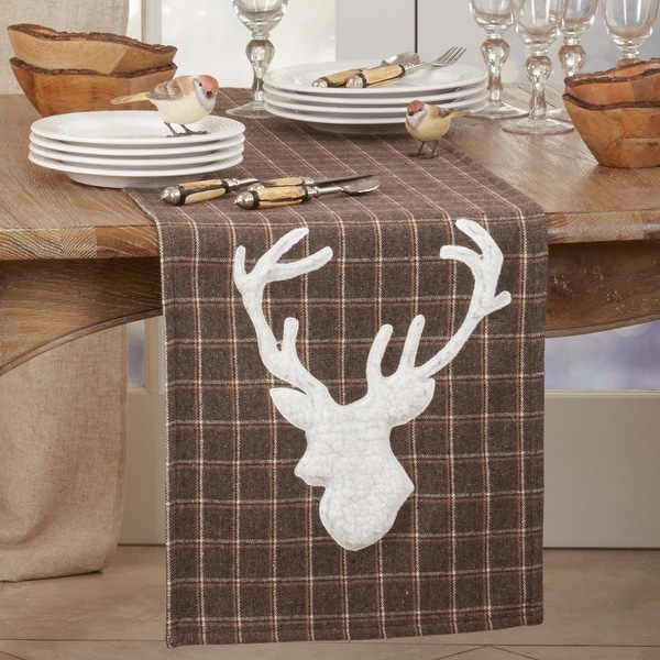 Plaid Table Runner With Reindeer Design Bed Bath Beyond 31436707