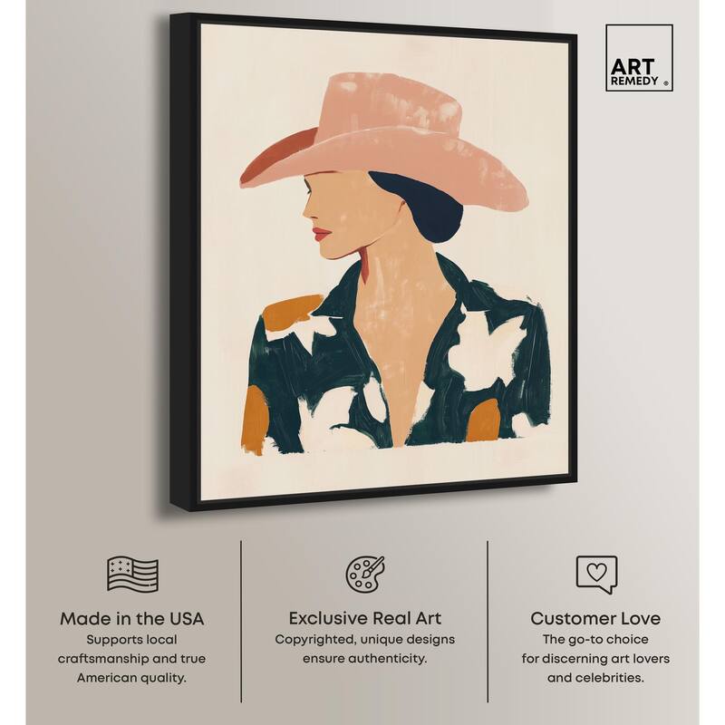 Woman in the Pink Hat Canvas by Art Remedy