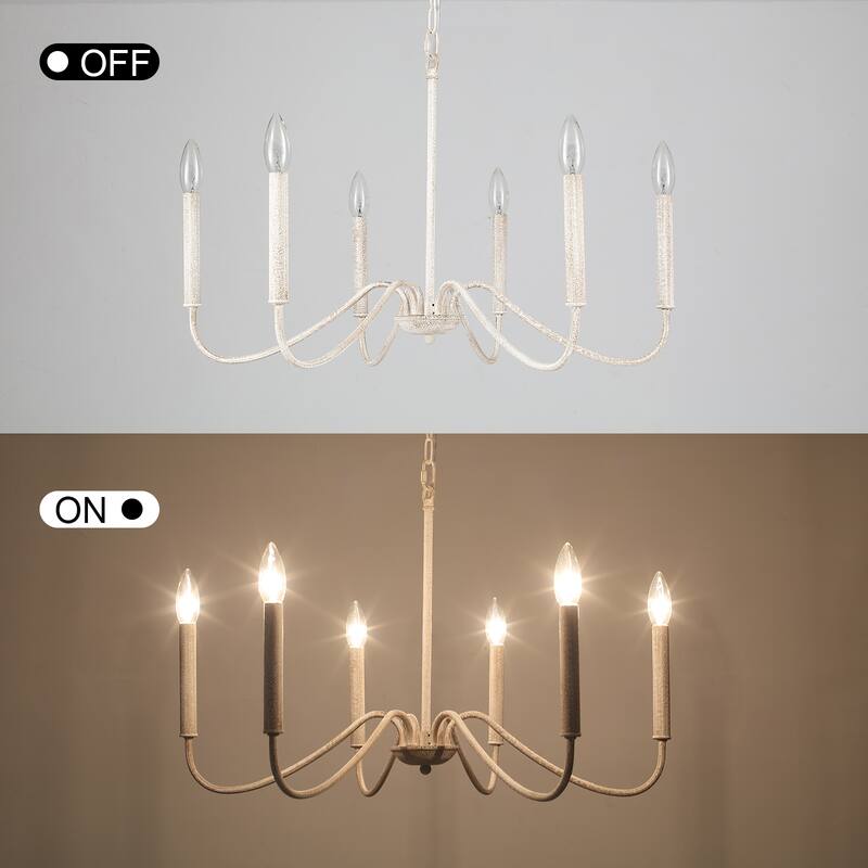 25.59'' W 6-Light Simple Candle Chandelier, Industrial Chandelier, Traditional Metal Ceiling Light for Dining Living Room