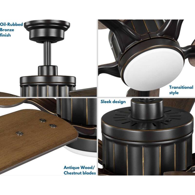 Progress Lighting Claret 54" 5 Blade LED Ceiling Fan with Remote