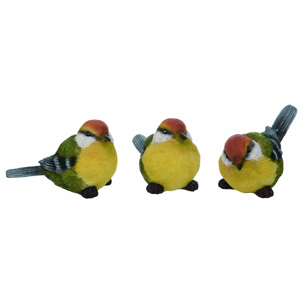 Transpac Large Resin Red Cap Bird Set of 3 Spring Home Decorations