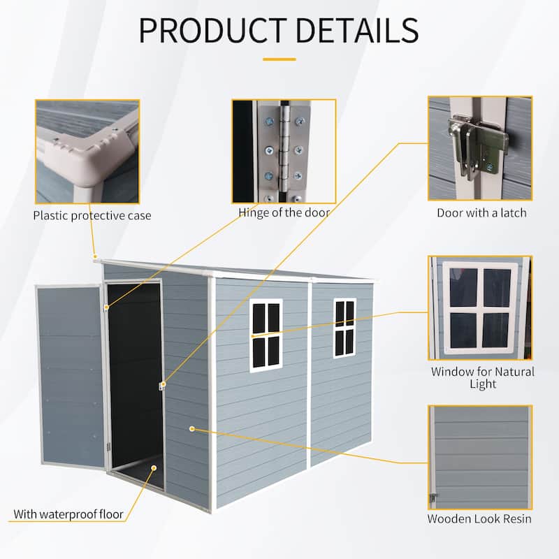 Resin Outdoor Garden Shed with Lockable Door Storage Shed, UV-Protected, Weatherproof Floor for Backyard