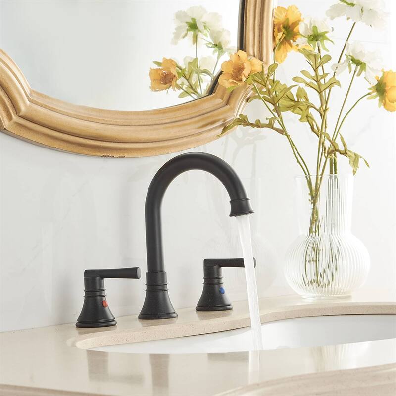 8 Inch Widespread Bathroom Faucet With Drain Assembly 3 Hole Bathroom Sink Faucet Double Handle Modern Basin Vanity Taps