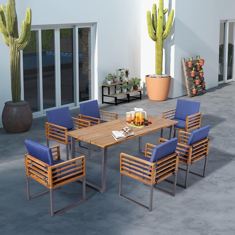 Gymax Patio Dining Chairs Set of 6 w/ Seat Back Cushions & Heavy-Duty