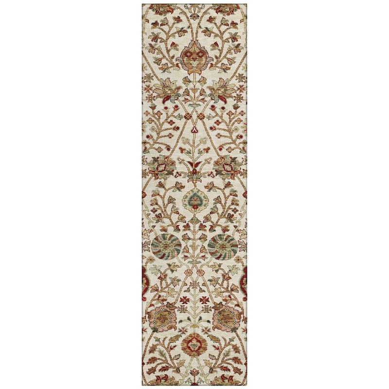 Machine Washable Indoor/ Outdoor Traditional Kashan Chantille Rug