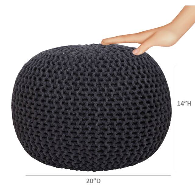 AANNY Designs Lychee Knitted Cotton Round Pouf Ottoman