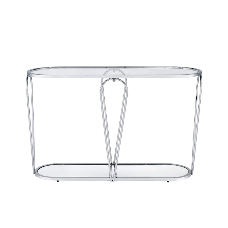 Gable Glam Glass Top 3-Piece Coffee Table Set with Shelf by Furniture of America
