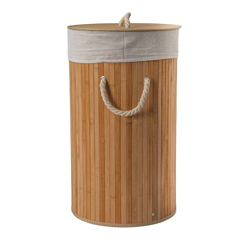 Household Essentials Bamboo Laundry Hamper with Handles and Removable Laundry Bag