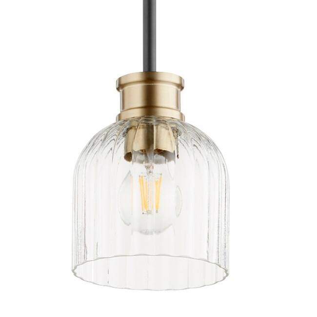 Quorum International Monarch 6" Wide Mini Pendant - Noir / Aged Brass