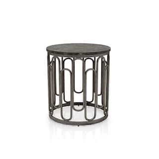 Lars Modern Round End Table with Marble Top, Metal Legs, Sturdy Decorative Metal Base by Furniture of America