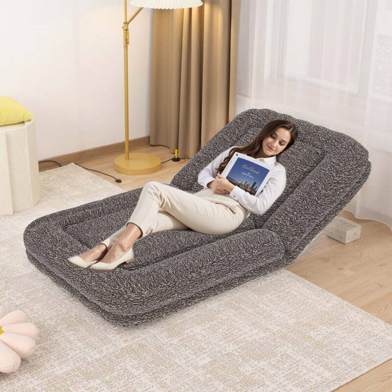 Folding Sofa Chair with 5 Adjustable Positions for Ultimate Relaxation and Comfortable Gaming,Meditation,and Lounging - Brown-Teddy