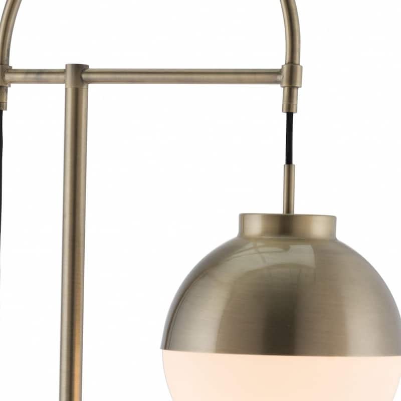 HomeRoots 69" Bronze Steel Floor Lamp With Bronze Steel Globe Shade - White & Brushed Bronze