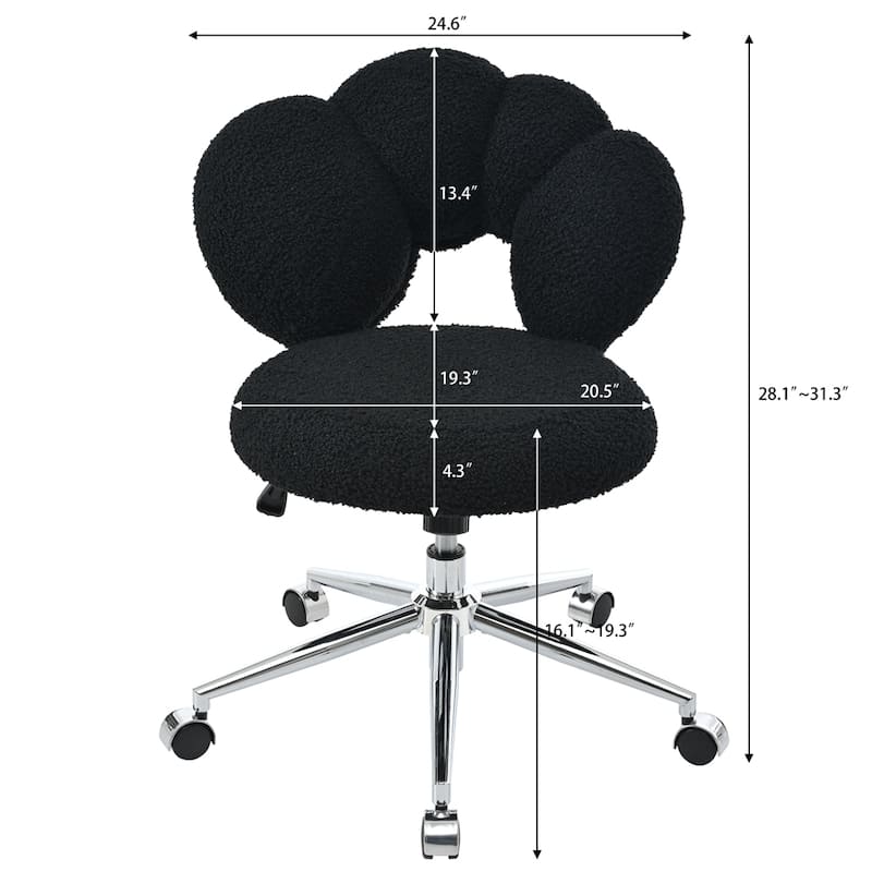 360°Ergonomic Height Adjustable Teddy Fabric Swivel Home Office Chair